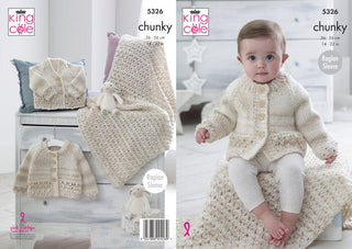 KC5326 Babies Cardigans and Blanket in King Cole Big Value Baby Soft Chunky