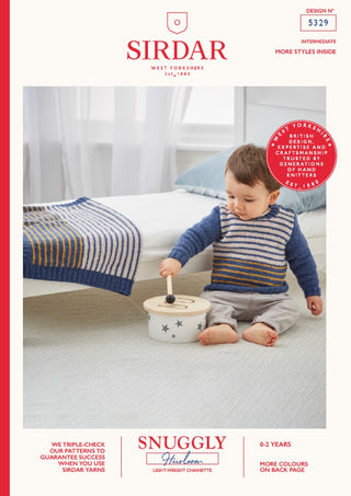 S5329 Striped Round Neck Sweater with Matching Blanket in Sirdar Snuggly Heirloom