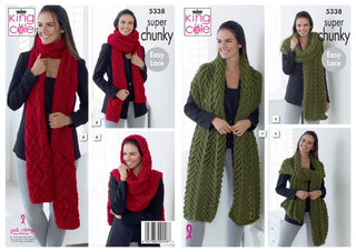 KC5338 Ladies Scarves in King Cole Big Value Super Chunky