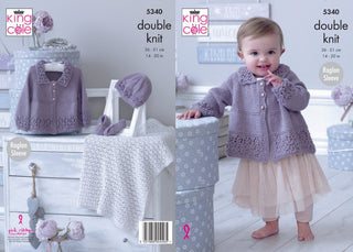 KC5340 Babies Matinee Jacket, Hat, Shoes and Blanket in King Cole Finesse Cotton Silk DK
