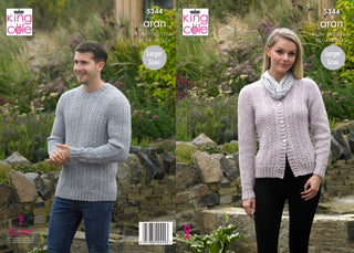 KC5344 Ladies & Men's Sweater and Cardigan in King Cole Fashion Aran