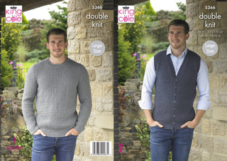 KC5366 Men's Waistcoat and Sweater in King Cole Majestic DK