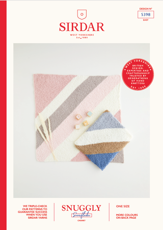 S5398 Diagonal Knitted Baby Blanket in Sirdar Snuggly Snowflake Chunky