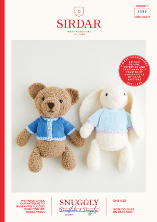 S5399 Teddy Bear & Bunny Toys in Sirdar Snuggly Snowflake Chunky