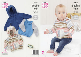 KC5416 Babies Raglan Sweaters in King Cole Cherish & Cherished DK