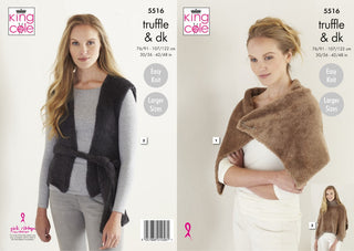 KC5516 Ladies Wrap, Poncho & Tabbard in King ColeTruffle & Merino Blend DK