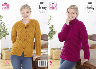 KC5521 Ladies Sweater & Jacket in King Cole Magnum Chunky
