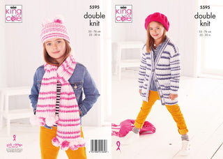 KC5595 Girl's Jacket, Scarf & Hat in King Cole Stripe DK