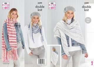 KC5599 Ladies Shawls in King Cole Stripe DK