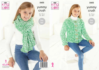KC5605 Girl's Cardigan & Scarf in King Cole Yummy Crush