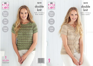 KC5610 Ladies Short Sleeved Sweater & Cardigan in King Cole Island Beaches DK