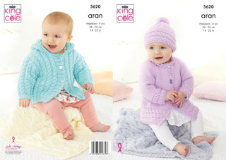 KC5620 Baby's Jackets, Hat & Pram Blanket in King Cole Comfort Aran