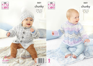 KC5621 Baby's Sweater, Jacket, Hat & Blanket in King Cole Comfort Cheeky Chunky