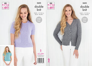KC5625 Women's Top & Cardigan in King Cole Cotton Top DK