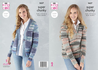 KC5637 Ladies Cardigan & Sweater in King Cole Quartz Super Chunky