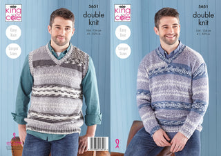 KC5651 Men's Sweater & Tank Top in King Cole Fjord DK