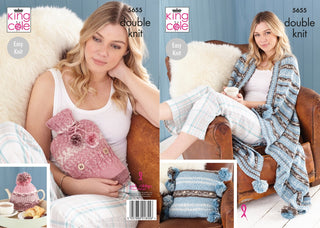 KC5655 Cushion, Throw, Tea Cosy & Hot Water Bottle Cover in King Cole Fjord DK