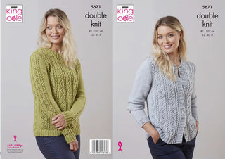 KC5671 Lady's Cardigan & Sweater in King Cole Merino Blend DK