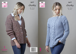 KC5677 Women's Sweater & Cardigan in King Cole Big Value Poplar Chunky