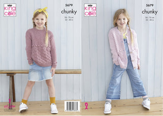 KC5679 Girl's Sweater & Cardigan in King Cole Subtle Drifter Chunky