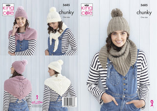 KC5685 Shawls & Hats in King Cole Subtle Drifter Chunky