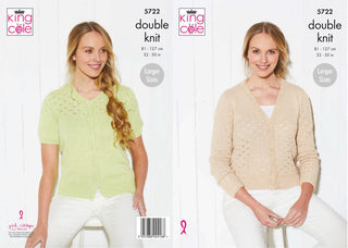 KC5722 Ladies Cardigans in King Cole Bamboo Cotton DK