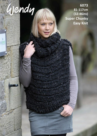 TRW6073 Ladies Tunic & Cowl in Wendy Harris Super Chunky