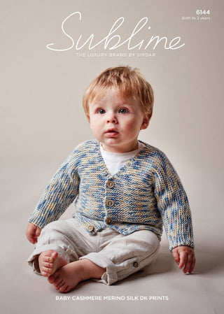 SU6144 Baby Boy's V Neck Cardigan in Sublime Baby Cashmere Merino Silk DK Prints