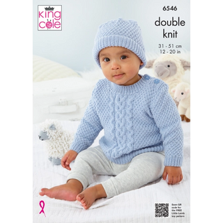 KC6546 Slipover, Cardigan, Sweater and Hat knitted in Little Lamb DK