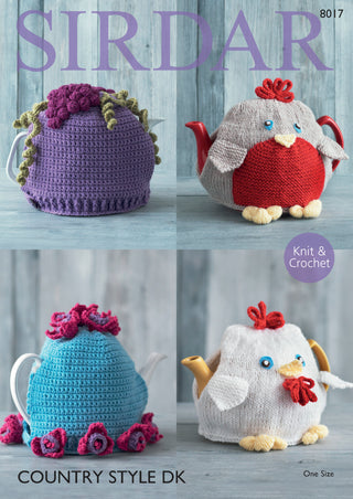 S8017 Knit and Crochet Tea Cosies in Sirdar Country Style DK