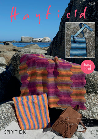 S8035 Blanket, Cushion and Bag in Hayfield Spirit DK