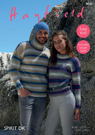 S8038 Jumpers for Men and Women in Hayfield Spirit DK