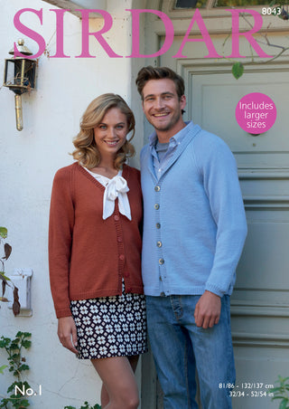 S8043 Cardigan for Men and Women in Sirdar No. 1