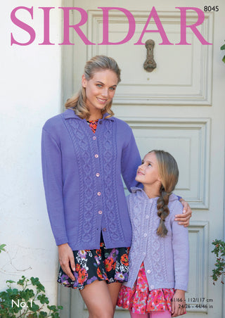 S8045 Cardigan for Women and Children in Sirdar No. 1