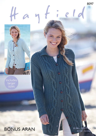 S8097 Cardigans for Women in Hayfield Bonus Aran