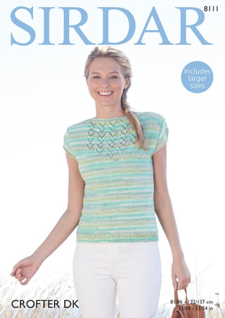 S8111 Slash Neck Top in Sirdar Crofter DK