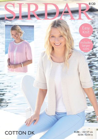 S8120 Woman's Split Front Top in Sirdar Cotton DK