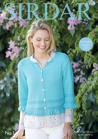 S8129 Cardigan with 3/4 Sleeves in Sirdar No.1 DK