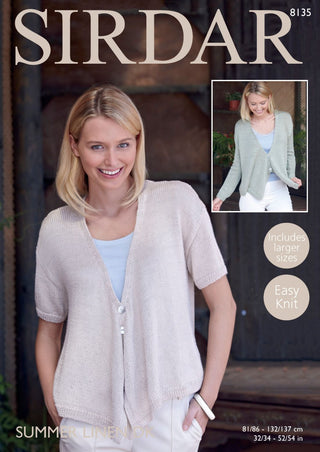 S8135 Cardigan with Draped Fronts in Sirdar Summer Linen DK