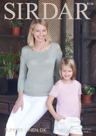 S8136 Tops for Girls/Women in Sirdar Summer Linen DK