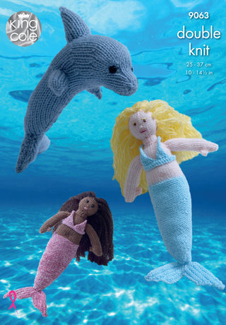 KC9063 Mermaid and Dolphin Toys in King Cole Double Knit