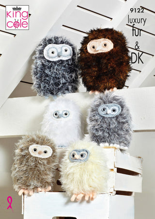 KC9122 Baby Owls in King Cole Luxury Fur & Dollymix DK