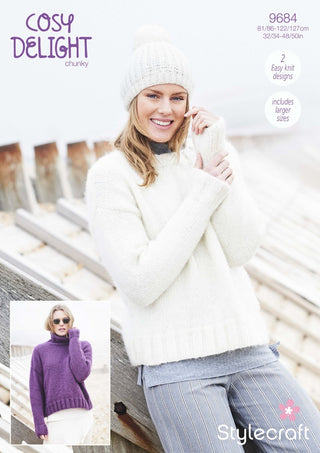 St9684 Woman's Round Neck & Polo Sweaters in Stylecraft Cosy Delight Chunky