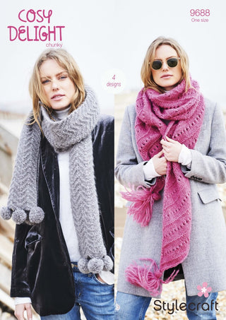 St9688 Hat, Snood & Shawls in Stylecraft Cosy Delight Chunky