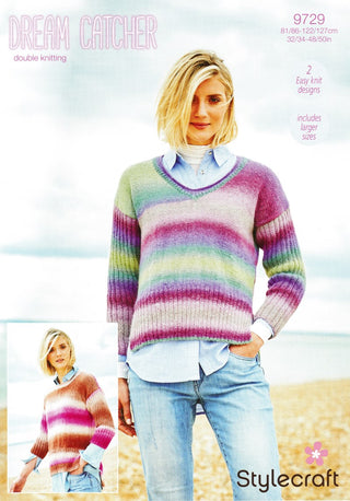ST9729 Ladies Round & V Neck Jumpers in Stylecraft Dream Catcher DK