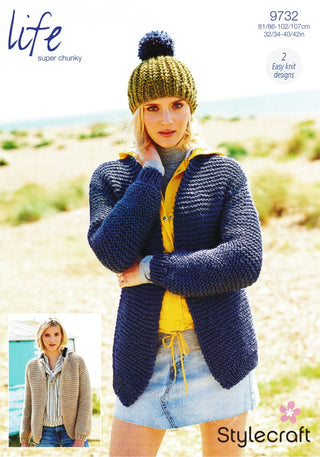 ST9732 Women's Round & V Neck Cardigans in Stylecraft Life Super Chunky