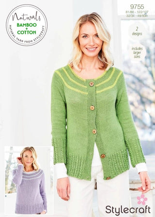 ST9755 Women's Sweater & Cardigan in Stylecraft Naturals Bamboo & Cotton DK