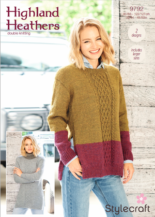 ST9792 Women's Round Neck and Cowl Neck Tunics in Stylecraft Highland Heathers DK