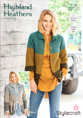 ST9795 Ladies Wide Sleeved and Belted Cardigans in Stylecraft Highland Heathers DK