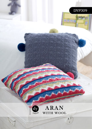 DYP309 Crochet Cushion set in DY Choice Aran with Wool
